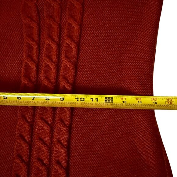 Calvin Klein Rust Orange Sleeveless Turtleneck Cable Knit Sweater Dress Size S/M - Picture 11 of 11